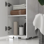 Colonna Bagno in MDF con Ripiano Aperto, Cassetto e Armadietto Chiuso, 37x32,5x170 cm, Bianco - immagine 9