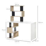 Scrivania con Libreria per Camera, Scrivania Ufficio, Scrivania Porta PC in Legno Multicolore, 120x60x148cm - immagine 3