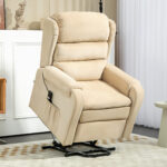 Poltrona Alzapersona Reclinabile a 160° con Poggiapiedi e Telecomando, in Velluto, 85x88x109 cm, Crema - immagine 2