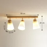 Lampadario da Soffitto con 3 Punti Luce Regolabili a 90° e Attacchi E27, Colore Legno - immagine 2