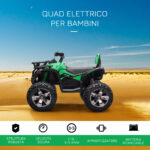 Quad per Bambini Elettrico 12V con Fari e Batteria Ricaricabile, Età 3-5 Anni, 1x65x73cm, Verde - immagine 6