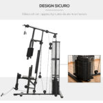 Stazione Fitness Palestra Multifunzione per Allenamento a Casa e Professionale, Acciaio 150x110x210cm Nero - immagine 5