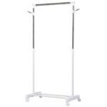 Appendiabiti Stender ad Altezza Regolabile con Fondo Portaoggetti e 4 Ruote, 68,5x42x87-145 cm