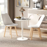Tavolo da Cucina Rotondo per 2 Persone dal Design Moderno in Acciaio, Ø60x72 cm, Bianco - immagine 2