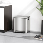 Bidone Immondizia a 2 Sezioni da 15L a Pedale con Coperchio Silenzioso, in Acciaio Inox e PP, 41,8x36,7x44 cm - immagine 2