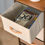 Cassettiera con 5 cassetti in tessuto pieghevole, struttura in acciaio, 45 x 30 x 116 cm - immagine 9