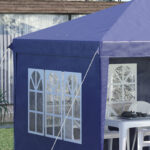 Gazebo da Giardino 6x3 m Regolabile in Altezza con Pareti Removibili, in Acciaio e Poliestere, Blu - immagine 8