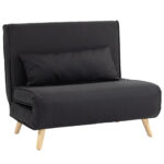 Poltrona Letto 3 in 1 con Schienale Reclinabile su 6 Posizioni in Tessuto, 94x78x80 cm, Nero