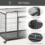 Kennel Gabbia per Cani Pieghevole a Doppia Porta con Blocco, Box per Cani con 4 Ruote con Freno e Fondo Rimovibile, 125x76x81cm, Grigio Scuro - immagine 6