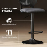 Set 2 Sgabelli da Bar Traspiranti in Tessuto Effetto Lino e Metallo con Poggiapiedi, 40,5x43x84-105 cm, Nero - immagine 7