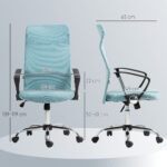 Sedia Ergonomica da Ufficio Girevole, Altezza Regolabile e Schienale a Rete, 63x65x109-119 cm, Verde Chiaro - immagine 3