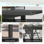 Tavolo da Giardino Allungabile da 160-220 cm per 6-8 Persone Rettangolare in Alluminio, Grigio - immagine 6