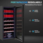 Cantinetta Frigo per Vino da 92L con Ripiani Regolabili per 20 Bottiglie e 50 Lattine, 43x45x94 cm, Nero - immagine 6
