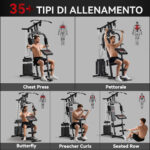 Stazione Fitness Multifunzione per Allenamento a Casa e Professionale in Acciaio, 148x108x207 cm, Nero - immagine 4