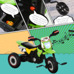 Triciclo per Bambini Stile Moto a Pedali con Luci e Suoni, 3 Ruote Larghe, Età 18-36 Mesi, 71x40x51cm, Verde - immagine 5