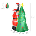 Babbo Natale Gonfiabile con Albero e Pinguino, Altezza 180cm, Luci LED e Gonfiatore - immagine 3