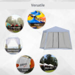 Gazebo Impermeabile con Zanzariere da Giardino Esterno Tendone in Poliestere 3 x 3 x 2,45 m Grigio - immagine 7