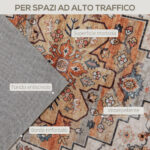 Tappeto Bohemien Antiscivolo e Lavabile a Pelo Corto per Soggiorno e Camera, 230x160 cm, Marrone - immagine 4
