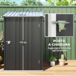Casetta da Giardino Porta Attrezzi in Lamiera di Acciaio con Serratura, 1x103x160cm - immagine 5
