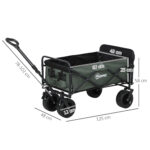 Carrello da Giardino da 95L Pieghevole con Pannello Apribile, in Acciaio e Poliestere, 125x48x78-102 cm, Verde - immagine 3