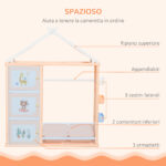 Armadio Cameretta, Mobile Portagiochi con Contenitori e Appendiabiti in PE Arancione, 128x34x155cm - immagine 4