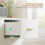 Toeletta da Camera con Specchio e Luci LED Regolabili, 6 Cassetti, 2 Ripiani e Prese Elettriche, Bianco - immagine 8