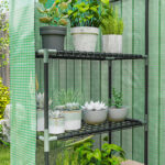 Serra da Giardino con 2 Mensole a 3 Livelli e Ingresso a Zip, in Acciaio e PE, 142x73x195 cm, Verde - immagine 9