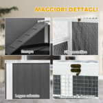 Gabbia per Conigli e Criceti da Interno Rialzata con Vassoio Estraibile e Tetto Apribile, Grigio - immagine 9