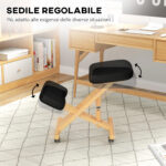 Sedia Ergonomica Posturale con Inginocchiatoio, Altezza Regolabile e Rotelle in Legno, Nero - immagine 7