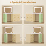 Toeletta da Camera con Specchio e Luci LED Regolabili, 6 Cassetti, 2 Ripiani e Prese Elettriche, Bianco - immagine 7