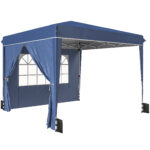 Gazebo Pieghevole 3x3 m con Pareti e Altezza Regolabile, Protezione UV 50+, Blu Scuro