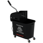 Carrello per Pulizie in Plastica PP da 20L con Secchio e Strizzatore, 60x27x70,5 cm, Nero