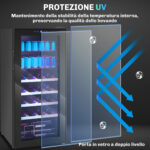 Cantinetta Frigo per Vino da 92L con Ripiani Regolabili per 20 Bottiglie e 50 Lattine, 43x45x94 cm, Nero - immagine 8