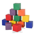 Set 12 Cubi Giocattolo Morbidi per Bambini 12-36 Mesi, Blocchi Schiuma per Bambini, Costruzioni Morbide in PU ed EPE, 20x20x20 cm, Multicolore - immagine 3