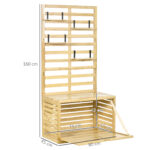 Cassapanca da Giardino con Traliccio e 4 Ripiani in Legno con Chiusura Magnetica, 80x45x160 cm - immagine 3