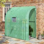 Serra da Parete con 2 Ripiani per Piante e Fiori in Acciaio e PE, 2x1x215 cm, Verde - immagine 2