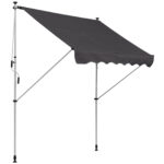 Tenda da Sole da Esterno 2x1,5m a Rullo con Manovella, Altezza e Angolazione Regolabile, Grigio