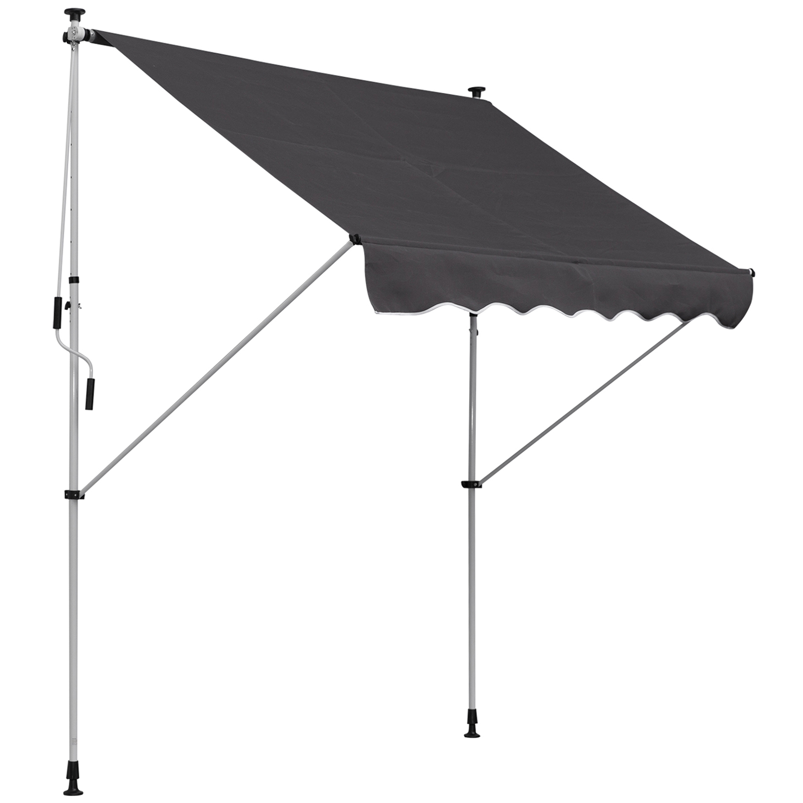 AcH2f01949679de5d.jpg Tenda da Sole da Esterno 2x1,5m a Rullo con Manovella, Altezza e Angolazione Regolabile, Grigio - immagine 1