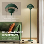 Lampada da Terra con Paralume Semicircolare e Interruttore a Pedale, in Acciaio, Ø30x155 cm, Verde - immagine 5