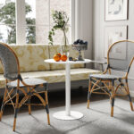 Tavolo da Cucina Rotondo per 2 Persone dal Design Moderno in Acciaio, Ø60x72 cm, Bianco - immagine 7