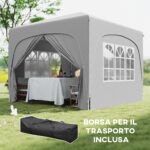 Gazebo da Giardino 3x3m Pieghevole con Altezza Regolabile, Protezione UPF50+ e Borsa, Grigio Chiaro - immagine 7