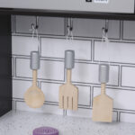 Cucina Giocattolo per Bambini in Legno con 14 Accessori, Forno, Lavandino, Frigo e Microonde, Età 3+ Anni, 86x64x84,5cm, Argento e Marrone - immagine 8