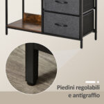 Mobile Cassettiera Multiuso con 3 Cassetti Pieghevoli in Tessuto, Arredamento Soggiorno e Camera, 80x29x71cm, Grigio Scuro - immagine 6