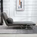 Divano Letto 2 Posti in Similpelle e Acciaio con Seduta Regolabile in 5 Posizioni, 105x80x78 cm, Grigio - immagine 9