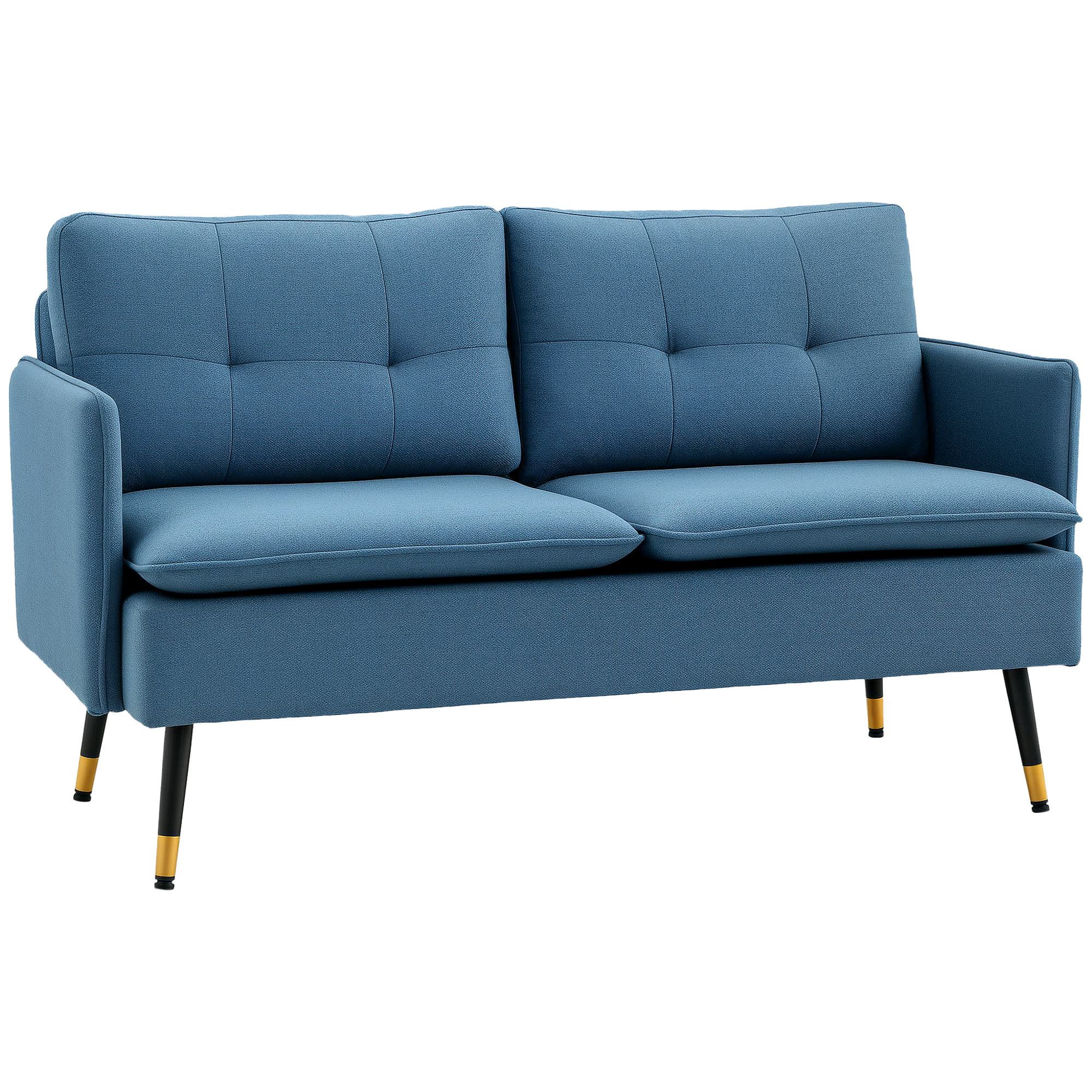 AmVcad1974571e1ce.png Divano 2 Posti in Tessuto con Cuscini Imbottiti e Gambe in Acciaio 139x68x80cm, Blu Scuro - immagine 1