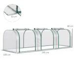 Serra a Tunnel in PVC Trasparente e Acciaio con Porte a Cerniera, 295x1x80 cm - immagine 3