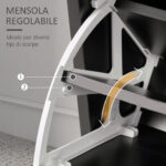 Mobile da Ingresso Appendiabiti con Scarpiera e Specchio, in Truciolato, 90x10x102 cm, Nero - immagine 6