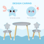 Set Tavolo con 2 Sedie per Bambini in Legno, Età da 18 Mesi a 4 Anni, Grigio - immagine 5