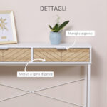 Consolle Moderna per Ingresso e Soggiorno con 2 Cassetti in Metallo 1x30x75cm - Bianco - immagine 6
