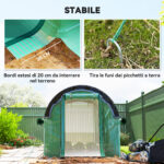 Serra a Tunnel 3x2 m con Rete Ombreggiante Extra, Finestre e Ingresso a Zip, in PE e Acciaio, Verde - immagine 8
